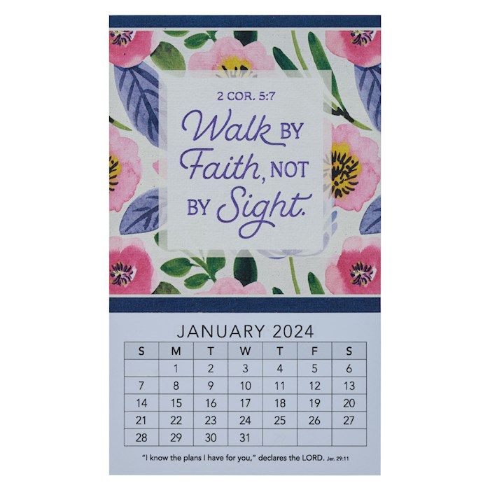 2024 Magnetic Mini Calendar: Walk By Faith - Christian Art Gifts